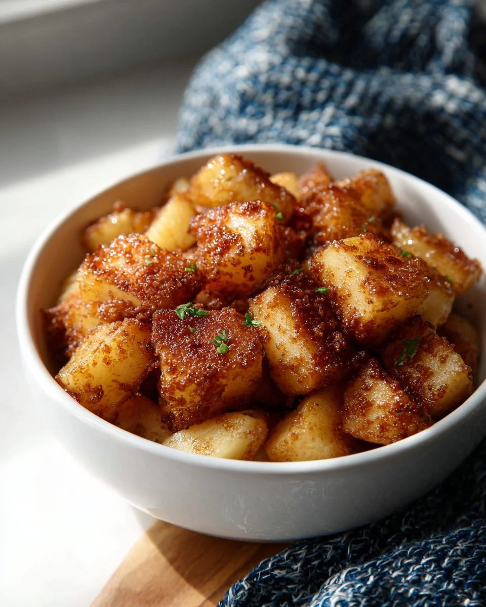 Deliciously caramelized apples topped with a golden syrup glaze.