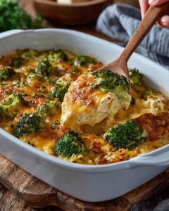Cracker Barrel's broccoli cheddar chicken casserole served in a dish