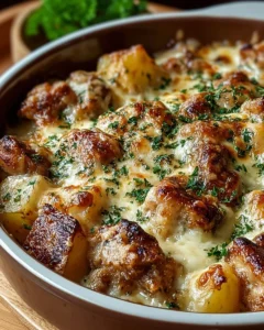 Crockpot Garlic Parmesan Chicken with Baby Potatoes served on a plate