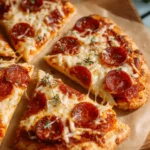 Delicious flatbread pepperoni pizza with melted cheese and zesty pepperoni slices