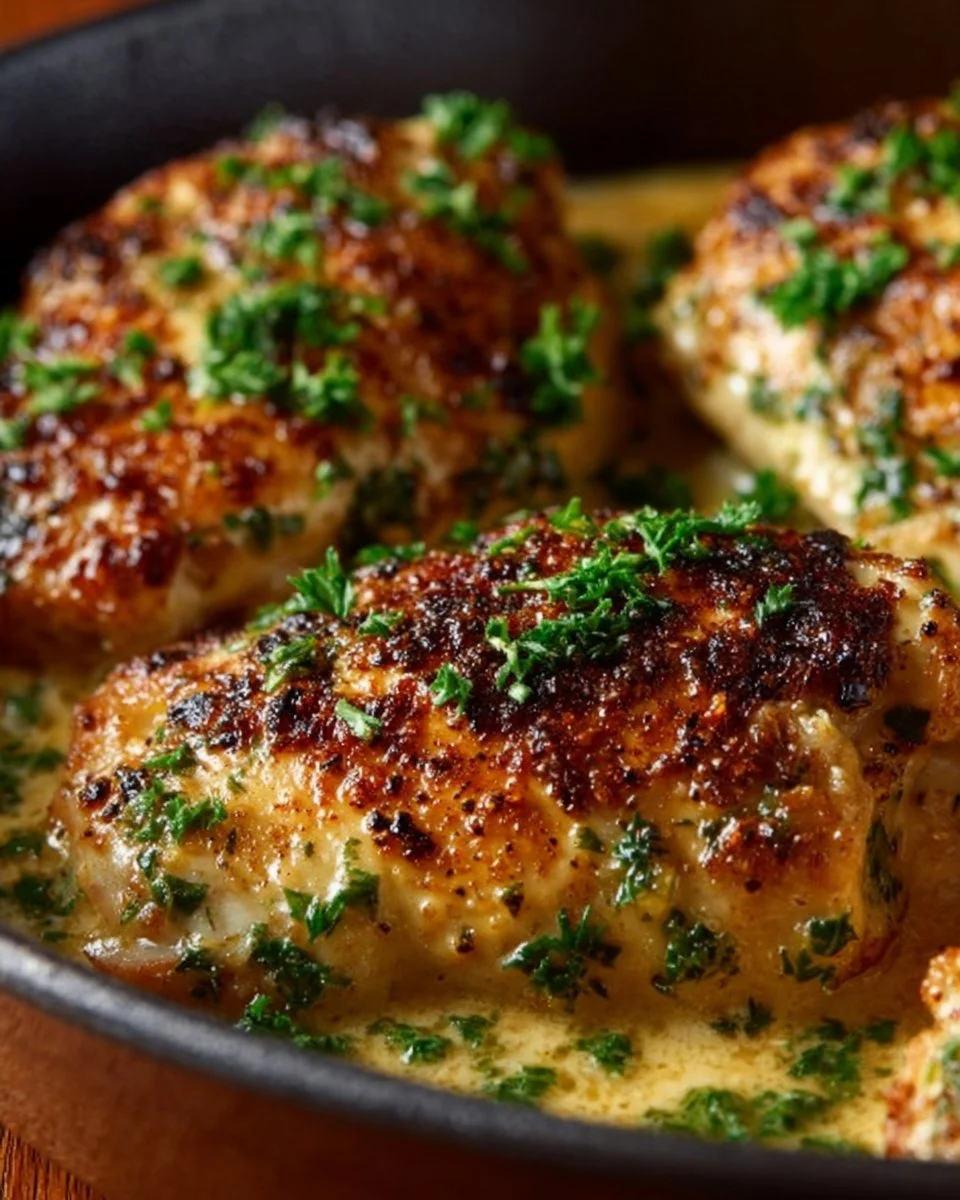 Delicious Melt in Your Mouth Chicken served on a plate with herbs