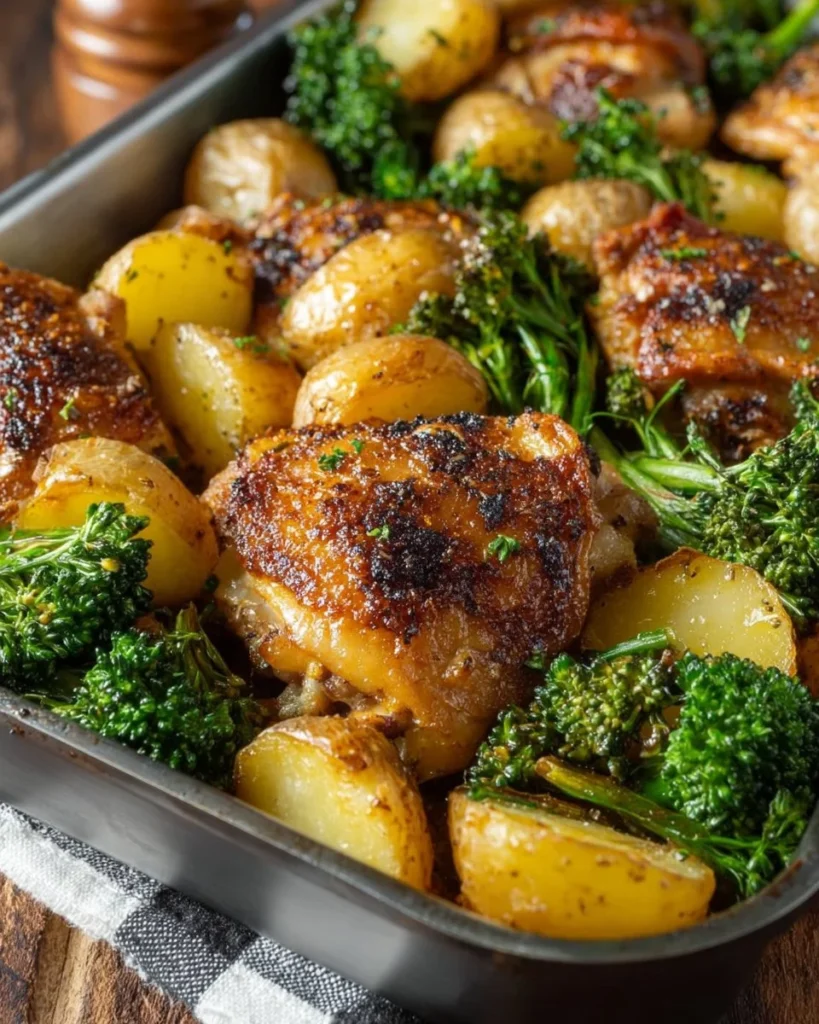 One Pan Honey Mustard Chicken with colorful vegetables on a plate