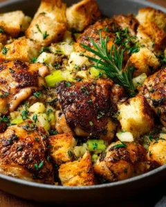 One-Pot Chicken and Stuffing served in a rustic bowl with fresh herbs.
