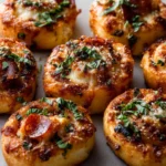 Deliciously baked pepperoni pizza rolls ready to be served.