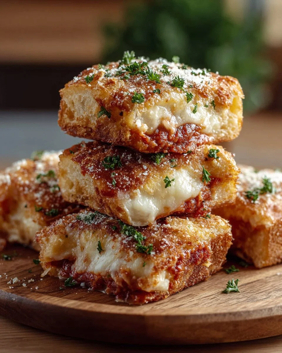 Cheesy pizza sliders served on a platter, perfect for gatherings.