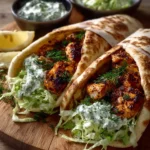 Sheet pan chicken pitas with roasted chicken and colorful vegetables