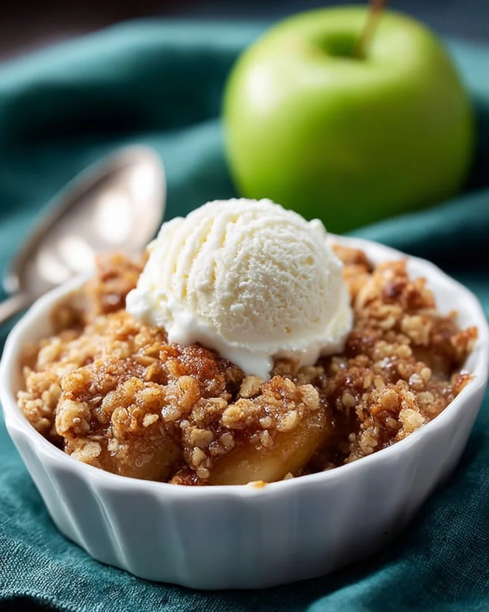 Delicious slow cooker apple crisp topped with a buttery crumble and fresh apples
