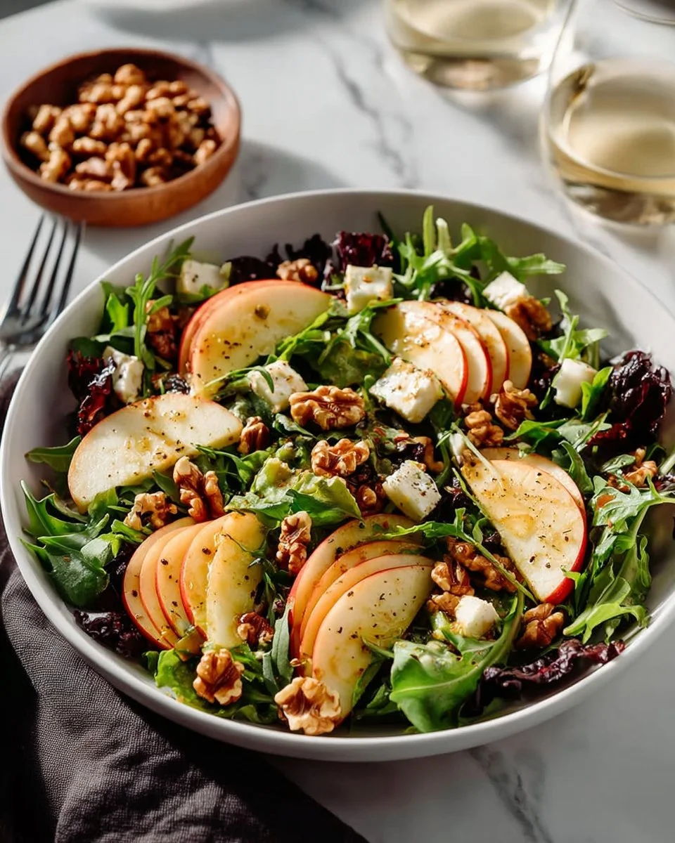 Fresh Apple Walnut Salad with crisp apples and crunchy walnuts