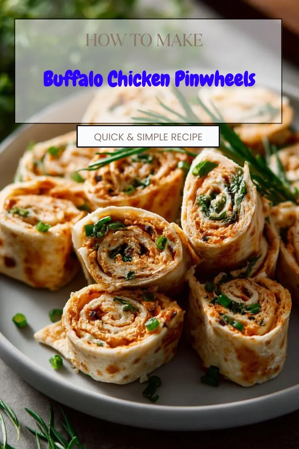 Buffalo Chicken Pinwheels served with dipping sauce on a platter