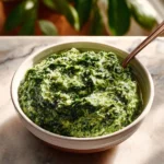 Delicious bowl of creamed spinach ready to serve as a side dish.