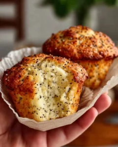Delicious easy lemon poppy seed muffins on a plate