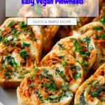 Easy vegan pinwheels filled with colorful veggies and creamy spreads