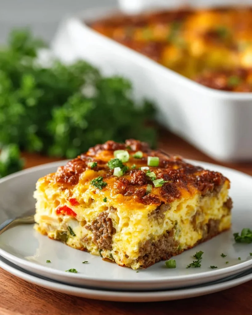 Delicious Hashbrown Breakfast Casserole served on a plate