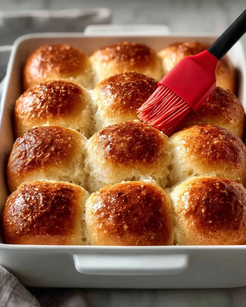 Freshly baked homemade dinner rolls arranged on a plate