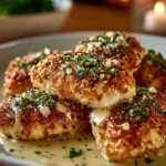 Delicious Longhorn Steakhouse-style Parmesan Chicken plated with herbs