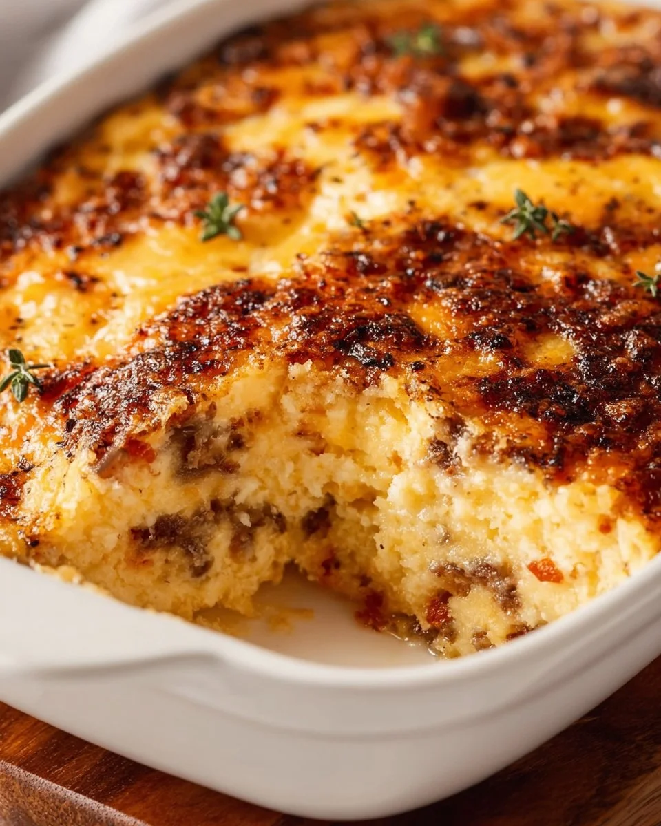 Delicious McGriddle Casserole with pancakes, sausage, and maple syrup