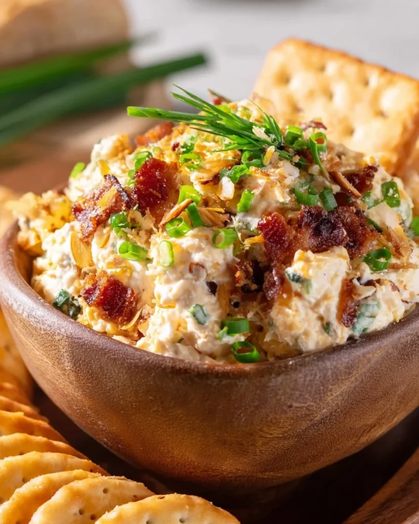 Delicious Neiman Marcus Dip served with tortilla chips and fresh vegetables.