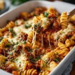 No-Boil Sausage and Vegetable Tortellini Bake with cheese and fresh vegetables