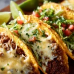 Old School Beef Tacos served on a plate with fresh toppings