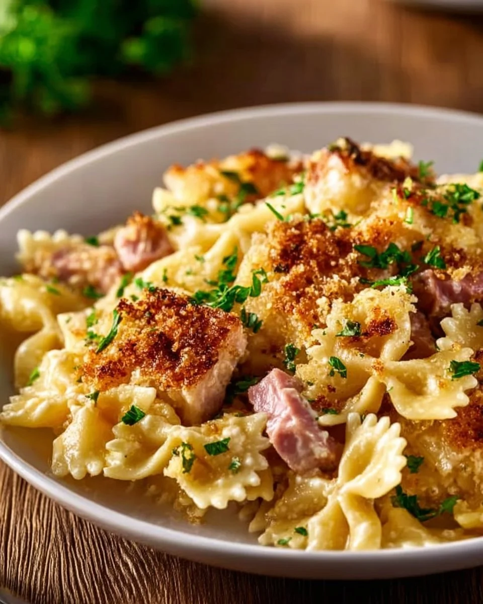 Delicious Pineapple Ham Casserole on a serving dish