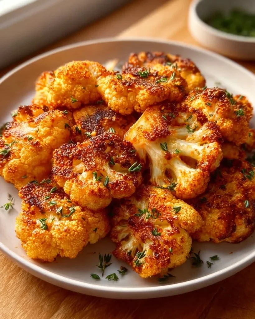 Delicious buffalo cauliflower wings served in a bowl with dipping sauce.
