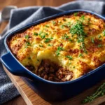 Homemade Shepherd's Pie with mashed potatoes and ground meat