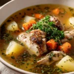 Slow Cooker Tuscan Chicken with vibrant vegetables in a rustic setting.