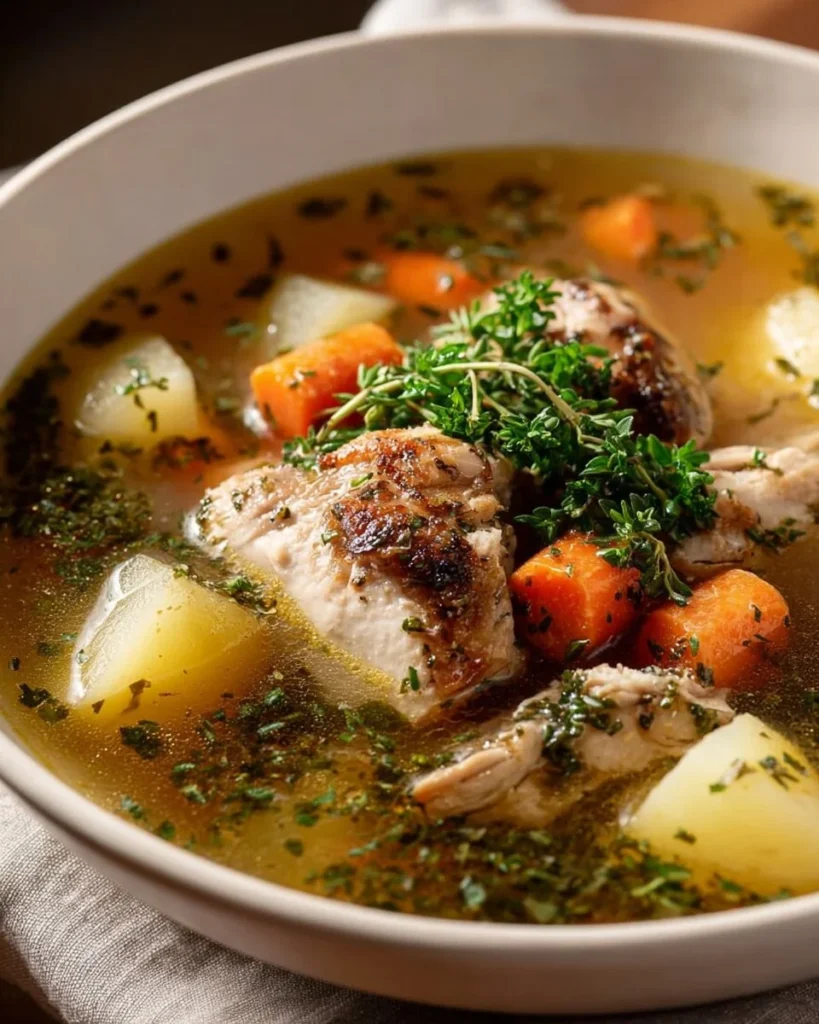 Slow Cooker Tuscan Chicken with vibrant vegetables in a rustic setting.