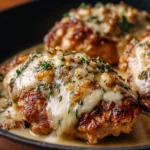 Texas Roadhouse-inspired smothered chicken served with vegetables