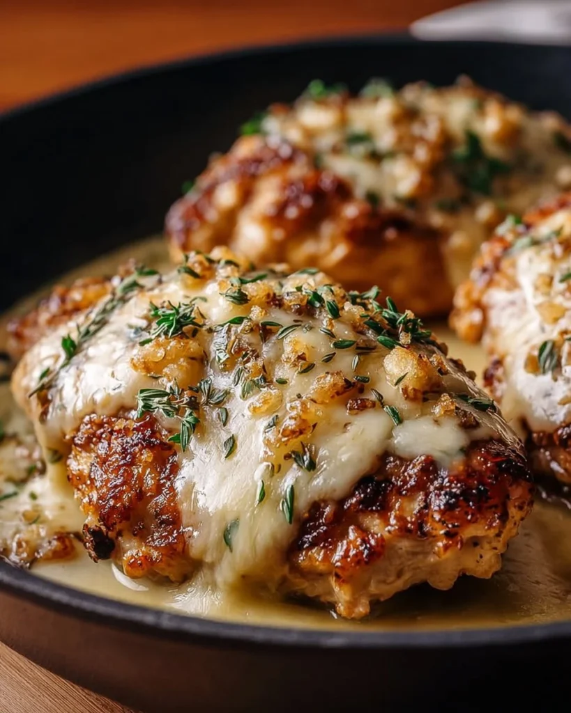 Texas Roadhouse-inspired smothered chicken served with vegetables