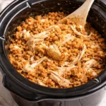 Delicious slow cooker chicken with stuffing, a simple 4 ingredient recipe.