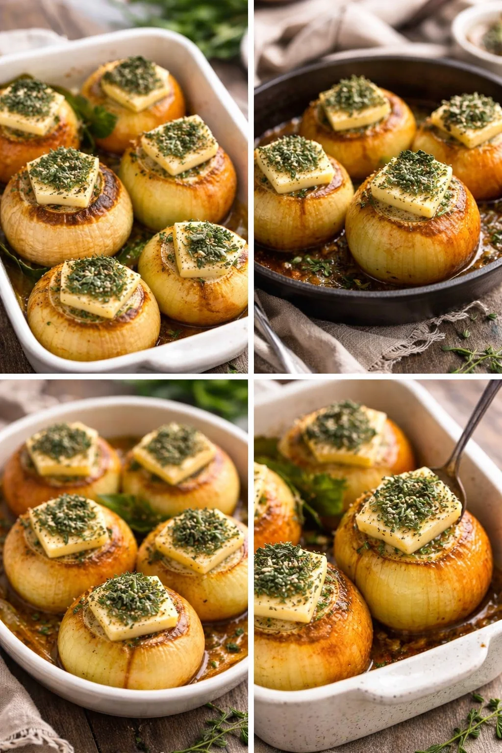 Delicious butter roasted onions served as a side dish