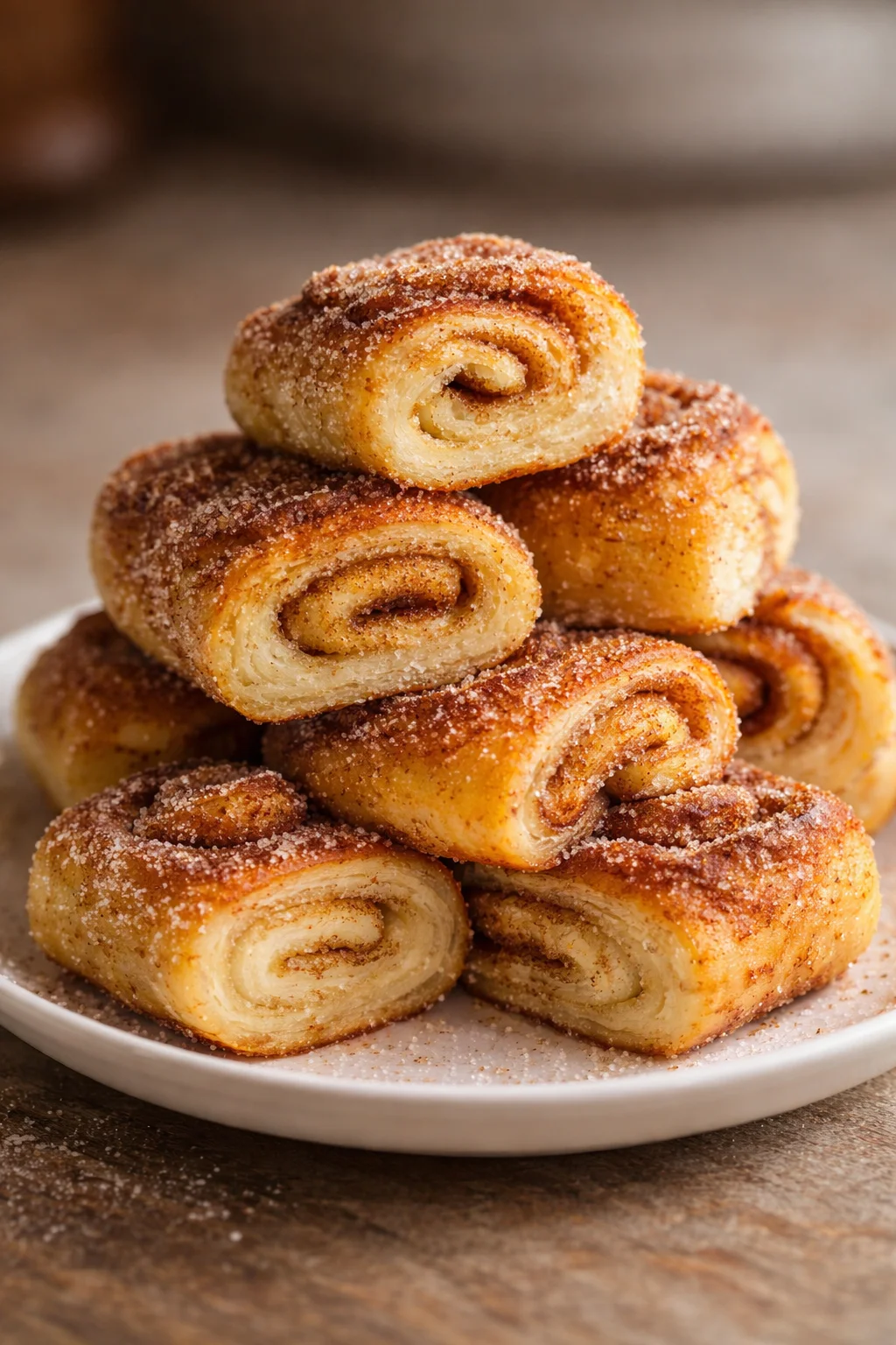 Delicious cinnamon roll snails topped with icing and cinnamon sugar