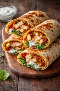 Crispy air fryer chicken wrapped with mozzarella in a delicious tortilla