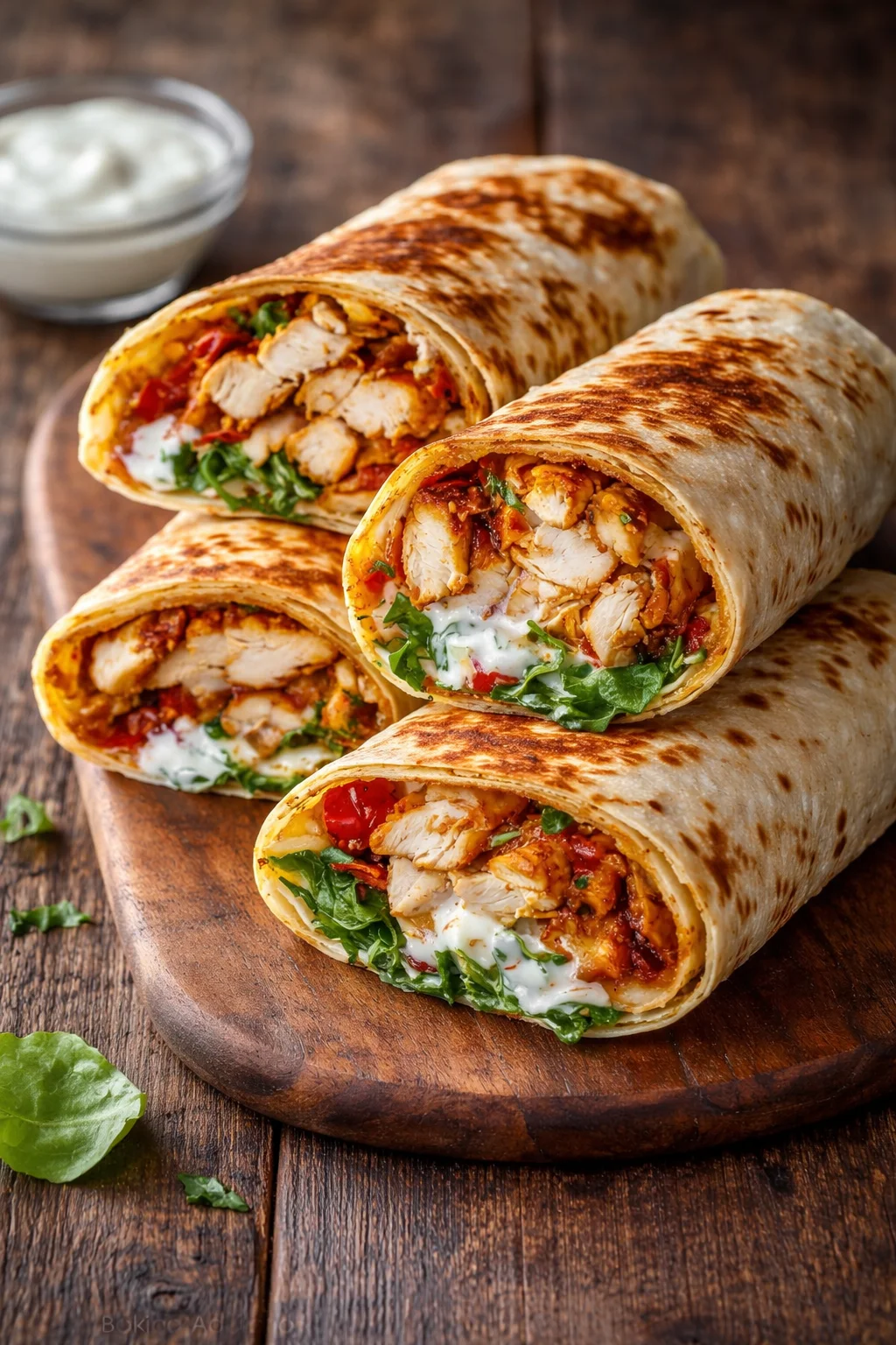 Crispy air fryer chicken wrapped with mozzarella in a delicious tortilla