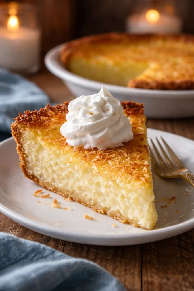 Delicious easy coconut rum pie with a creamy coconut filling and rum flavor