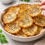 A plate of homemade keto cottage cheese chips, crispy and low-carb snack