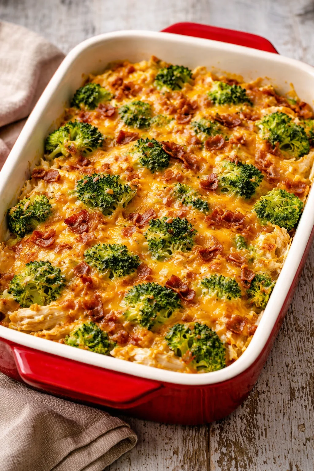 Delicious easy low carb chicken casserole served in a baking dish
