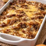 Delicious French onion chicken served over rice in a savory sauce