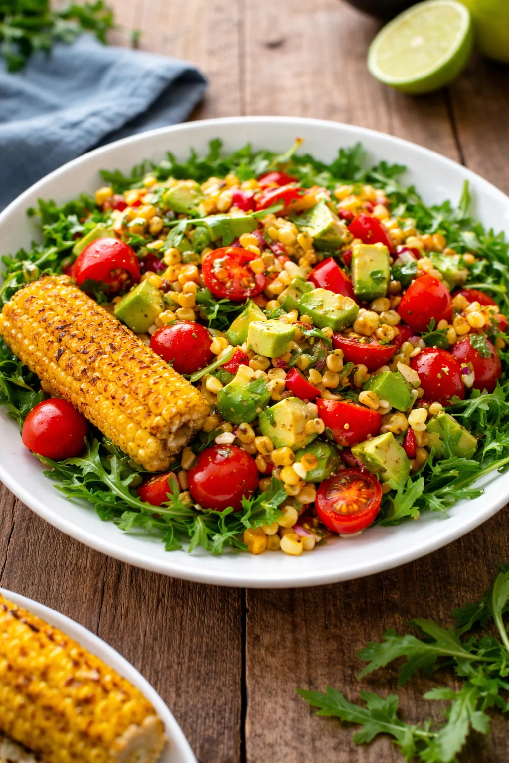 Delicious grilled corn salad with avocado, perfect for summer recipes