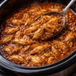 Honey Garlic Slow Cooker Chicken Thighs served on a plate with a garnish