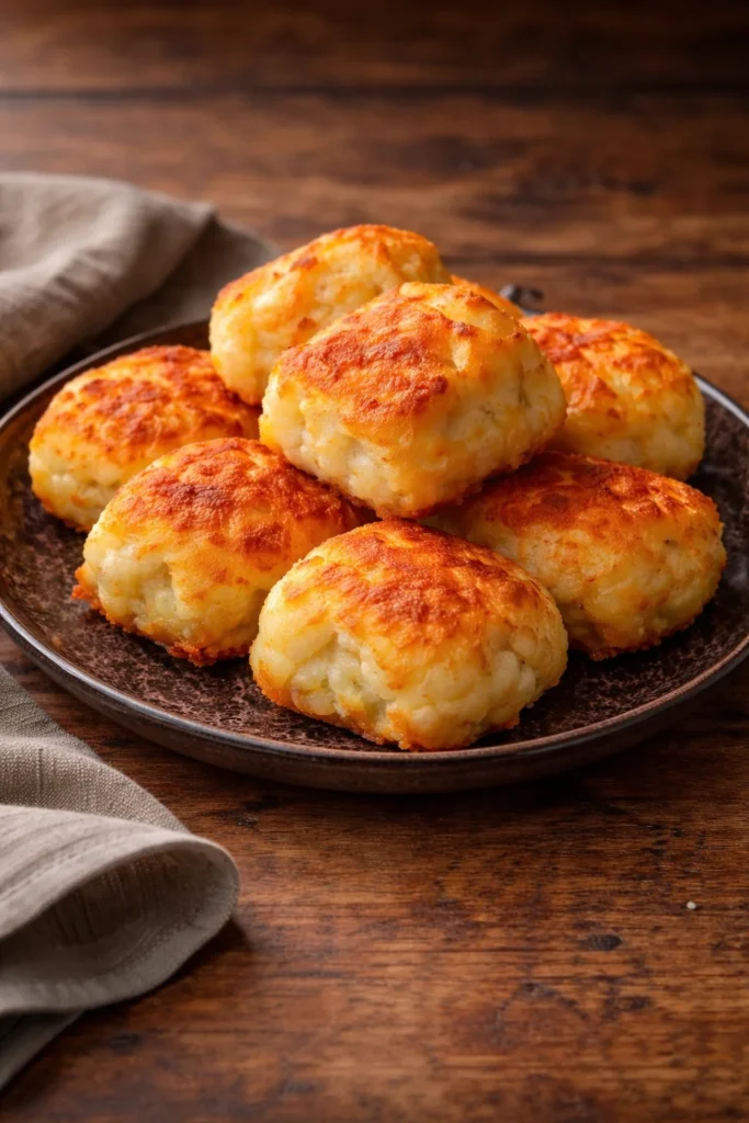 Delicious homemade leftover mashed potato cheese puffs ready to serve