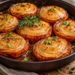Delicious marinated roasted onions enhancing a gourmet dish