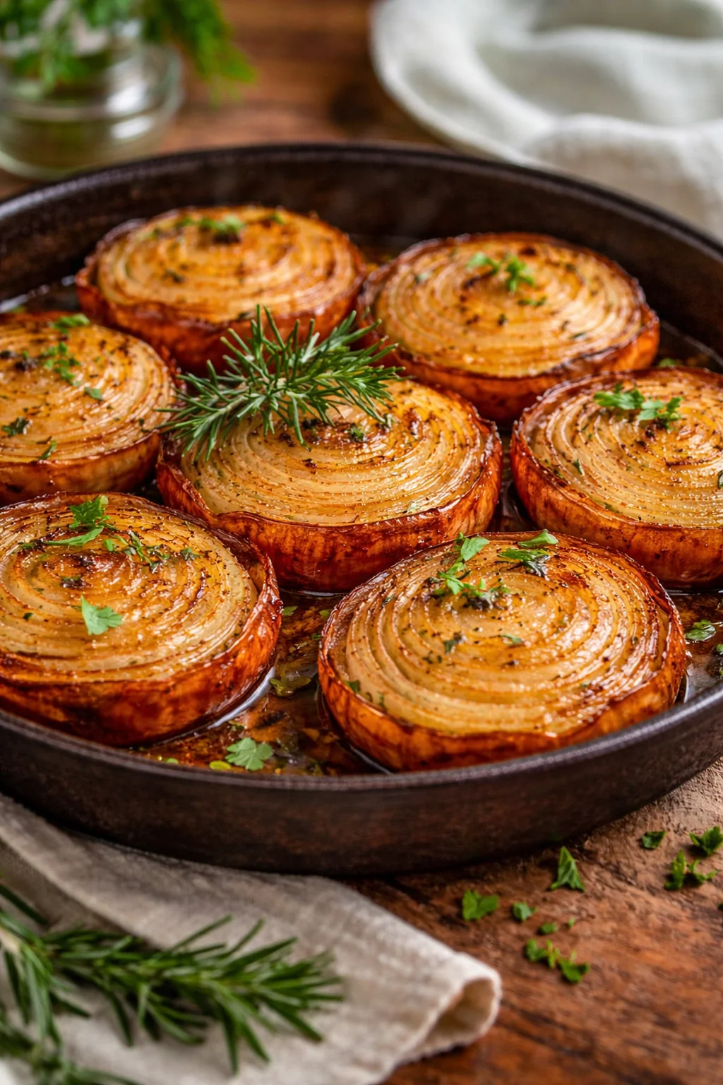 Delicious marinated roasted onions enhancing a gourmet dish
