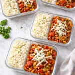 Colorful unstuffed pepper bowls filled with healthy ingredients for meal prep.