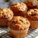 Homemade Morning Glory Muffins with nuts, carrots, and raisins