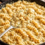 Creamy cottage cheese pasta sauce served over pasta with fresh herbs.