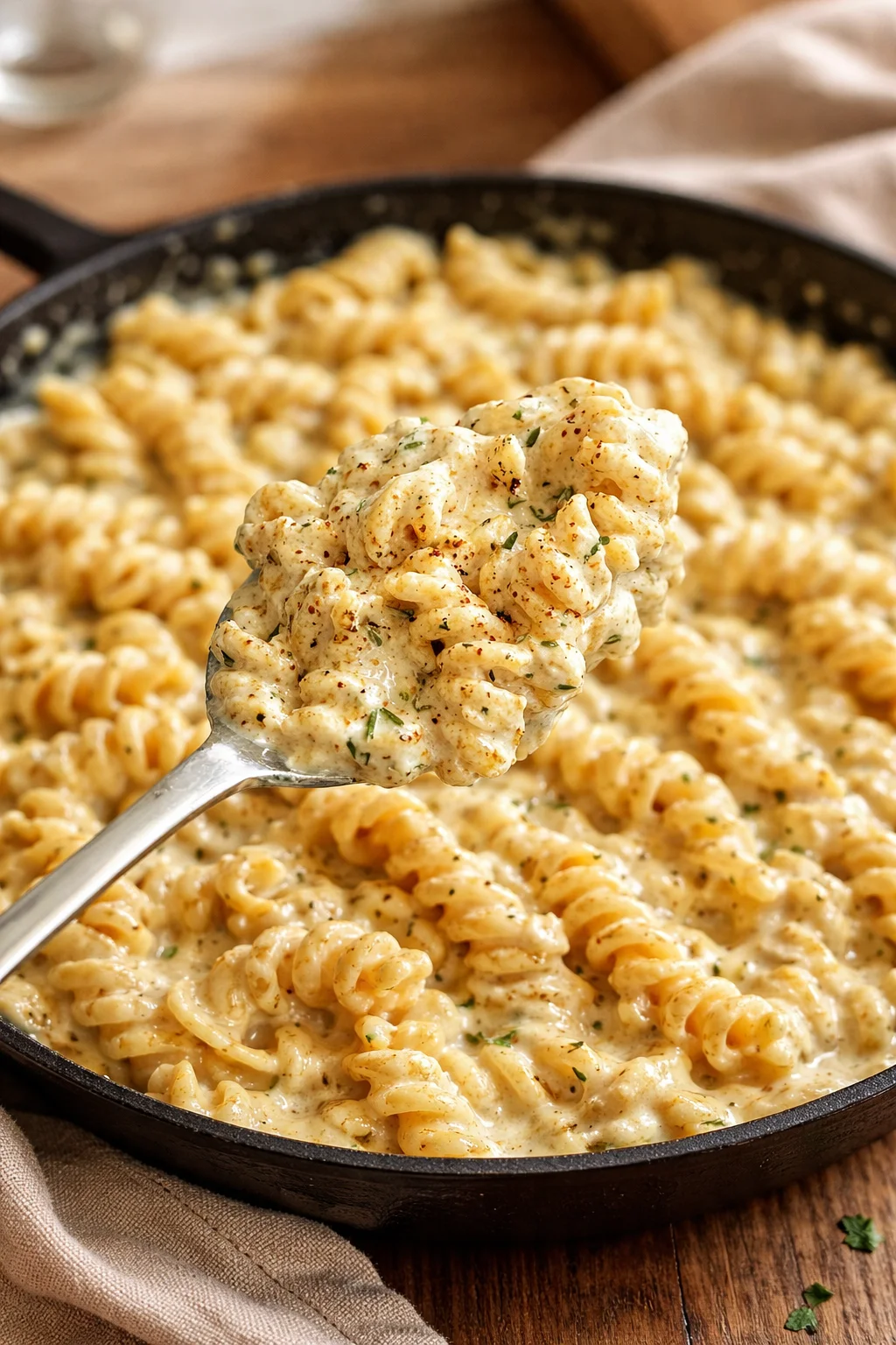 Creamy cottage cheese pasta sauce served over pasta with fresh herbs.