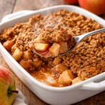 Delicious Vegan Apple Crisp topped with oats and nuts