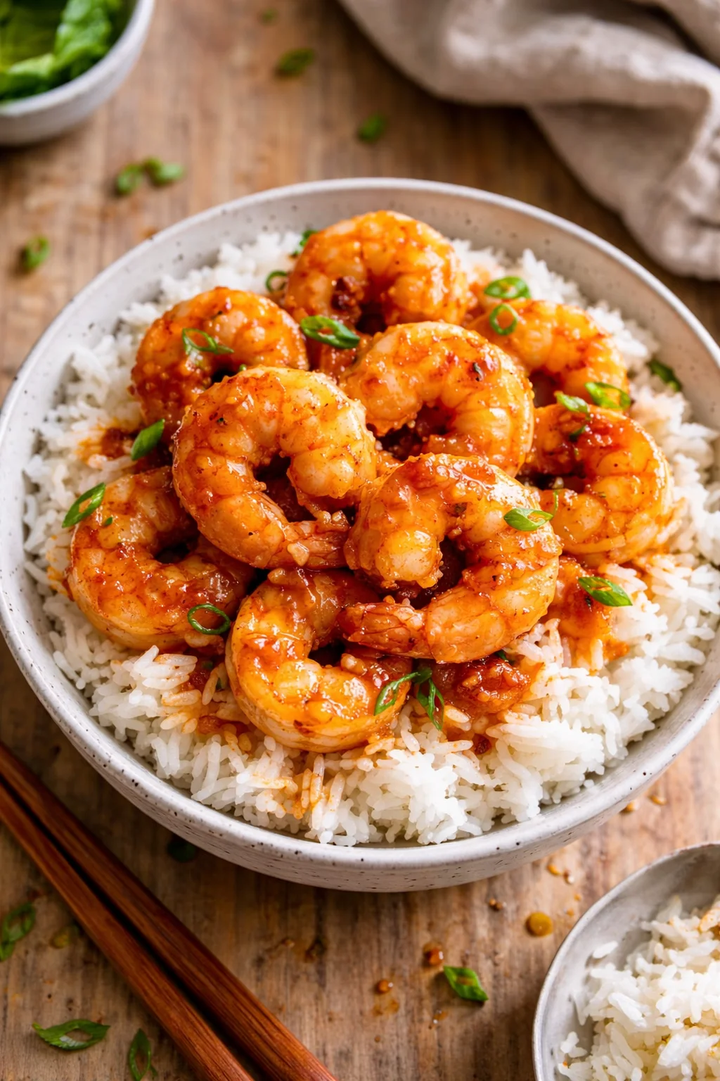 Delicious honey garlic shrimp dish served on a white plate